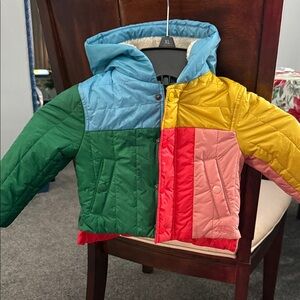 Infant multicolor Burberry coat good condition.
